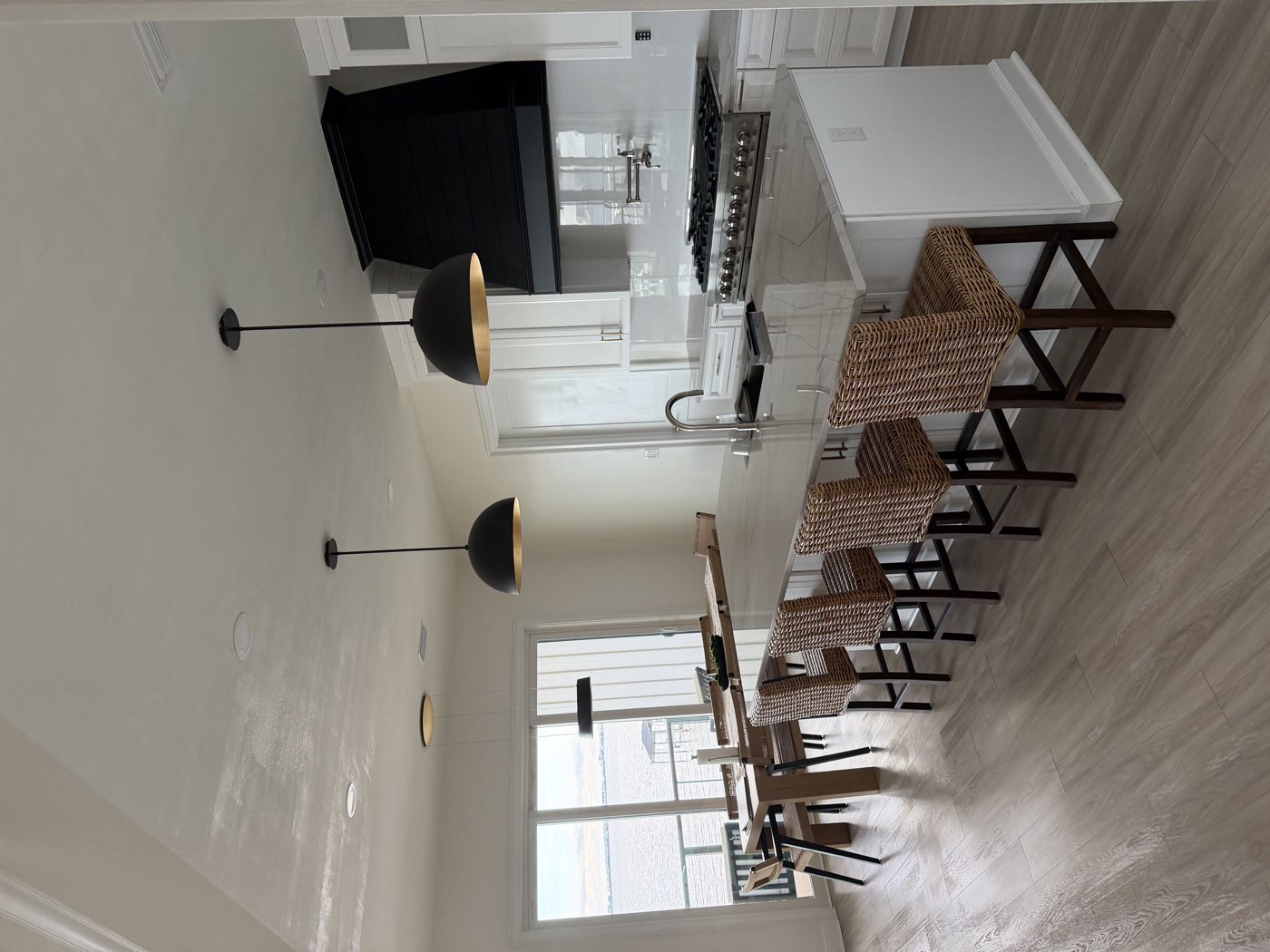 Finished open-concept kitchen and dining area